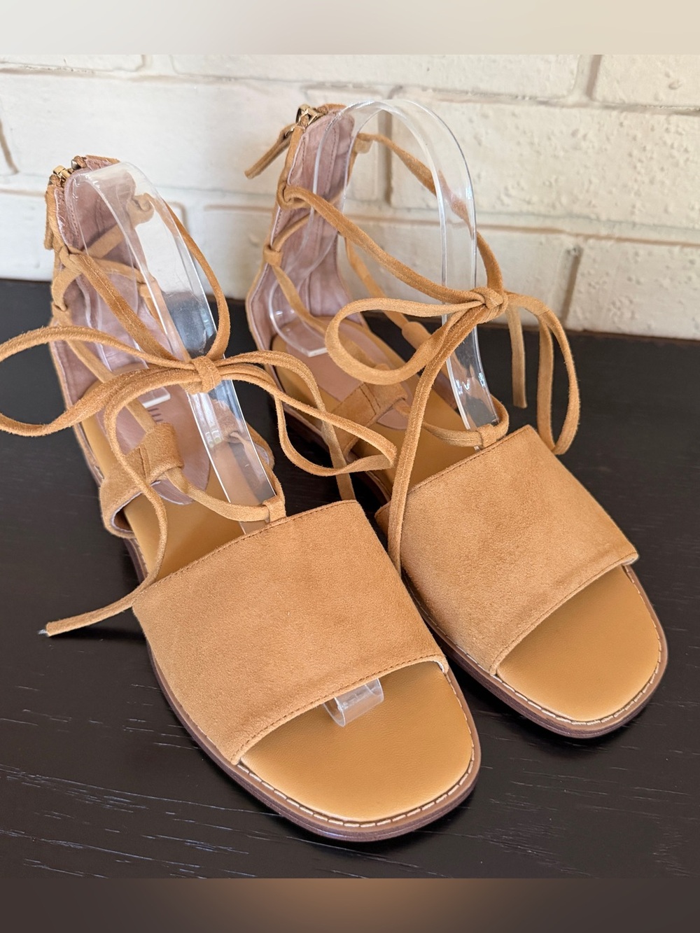 J.Jill Evonne Gladiator Lace Up Suede Sand Sandals Size 7 Back Zip Boho Flat